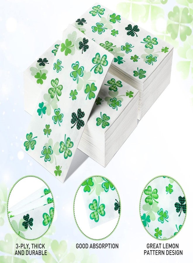 مارسبارك مناديل مارسبارك 100 قطعة لعيد القديس باتريك، مناشف ورقية للضيوف، مناشف يد خضراء للاستخدام مرة واحدة بنقشة البرسيم الأخضر للمنزل والمطبخ، لوازم حفلات عيد القديس باتريك الثقافية الأيرلندية (البرسيم الأخضر) - Image 3